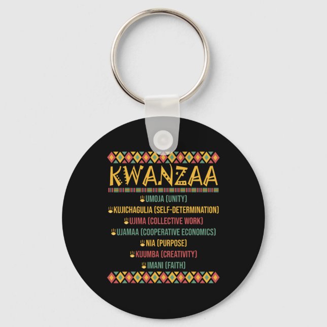 Julafrikansk Lycklig Kwanzaa 7 Sju P Nyckelring (Framsida)