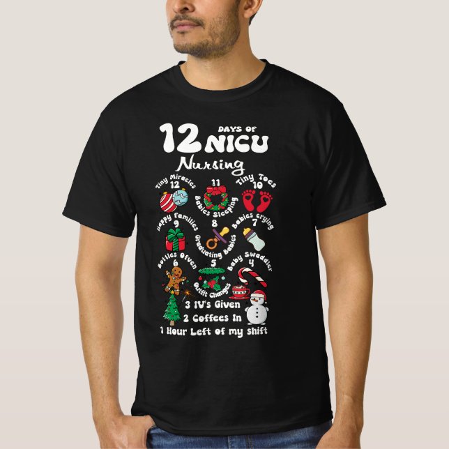 Julafton 12 dagar med NICU- enhet som ammar nuny N T Shirt (Framsida)