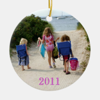 Julafton 2011 på stranden julgransprydnad keramik