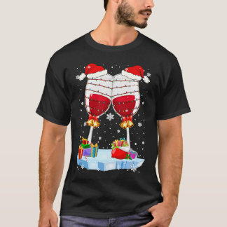 Julafton 2 Vin Glass Julafton Light Santa Hat Vin  T Shirt