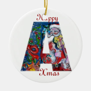 JULAFTON A BREV /JULTOMTEN MED VIOLIN MONOGRAM JULGRANSPRYDNAD KERAMIK