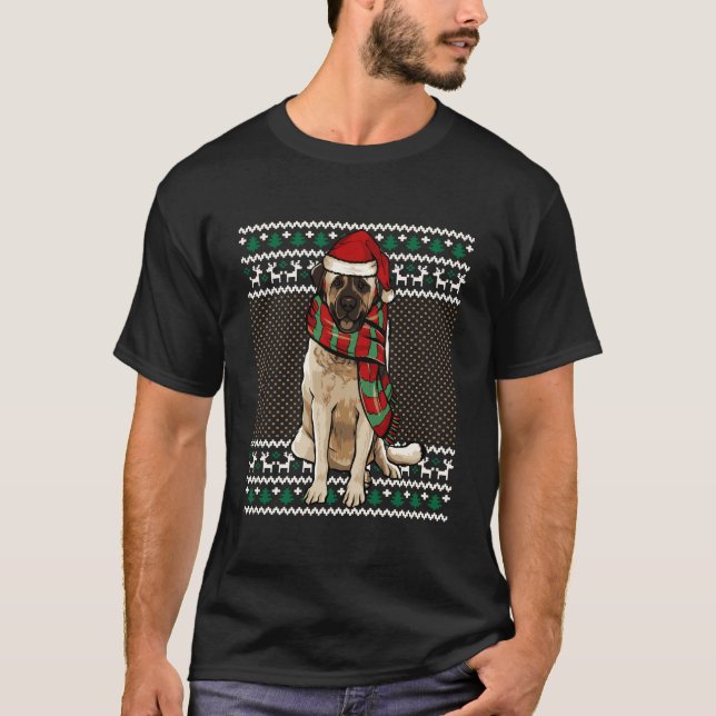 Julafton Anatolian Shepherd Hund Santa Hat Ugly Ch T Shirt (Framsida)