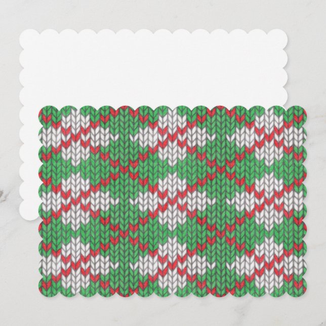 JULAFTON ARGYLE STICKA 5x7 - platta kort/Vågrät Julkort (Fram/baksida)