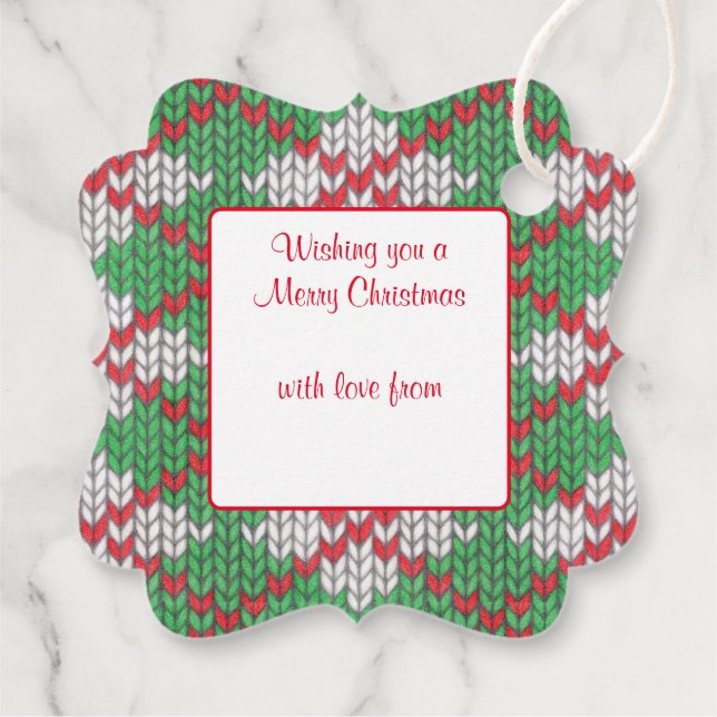 JULAFTON ARGYLE STICKA Finare Square Gift Märkres Gåvor Etiketter (Baksida)