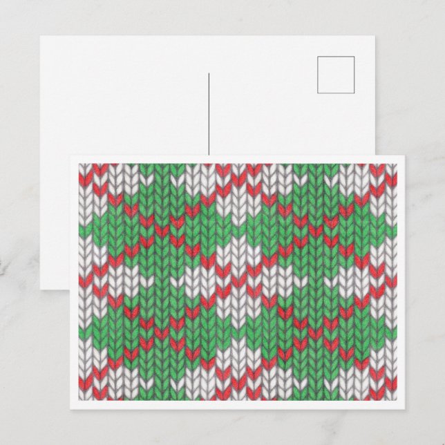 JULAFTON ARGYLE STICKA vykort/Vågrät Helg Vykort (Fram/baksida)