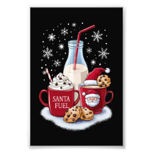 Julafton av jultomten Mjölk och Cookies Latte Fami Fototryck