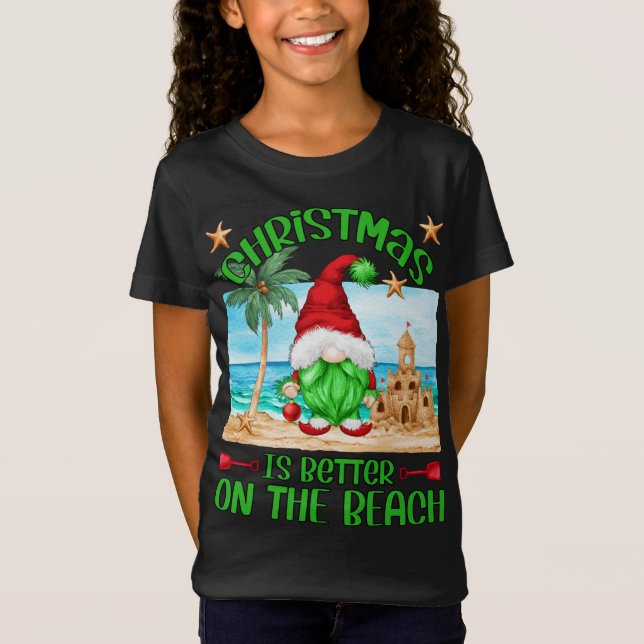 Julafton-avdunstning på Beach Funny Gnome T Shirt (Framsida)