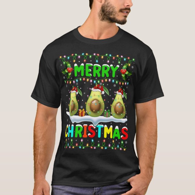 Julafton Avocado Lighting Santa Hat God jul Av T Shirt (Framsida)