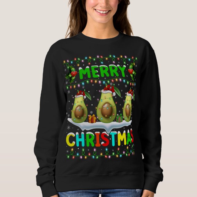 Julafton Avocado Lighting Santa Hat God jul Av T Shirt (Framsida)