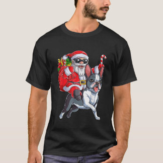 Julafton B. Jultomten Riding Boston Terrier B T Shirt