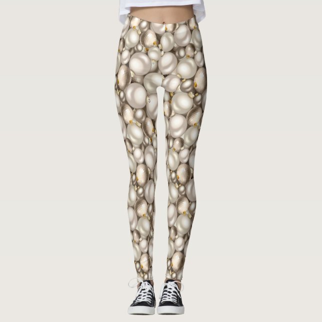 julafton-balkar av silver-julmas leggings (Framsida)