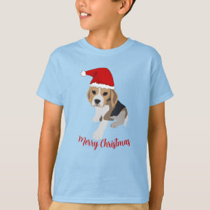 JULAFTON BEAGLE PUPPY HUND IN RED SANTA HAT CHRIST T SHIRT