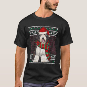 Julafton Bearded Collie Hund Santa Hat Ugly jul T Shirt