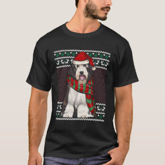 Julafton Bearded Collie Hund Santa Hat Ugly jul T Shirt