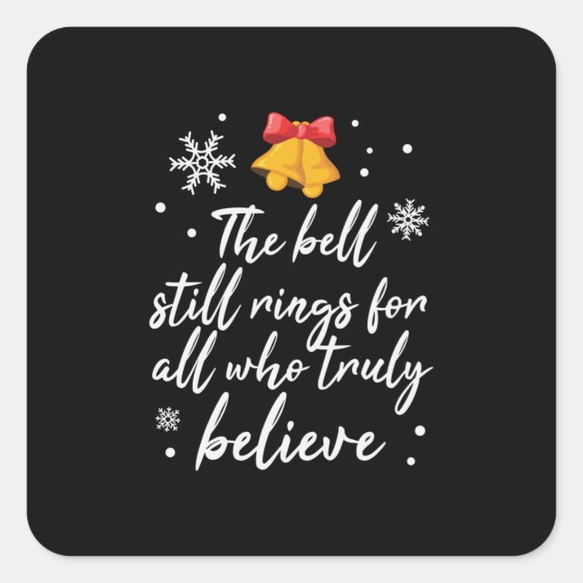 Julafton Bell still Ringar Fyrkantigt Klistermärke (Framsida)