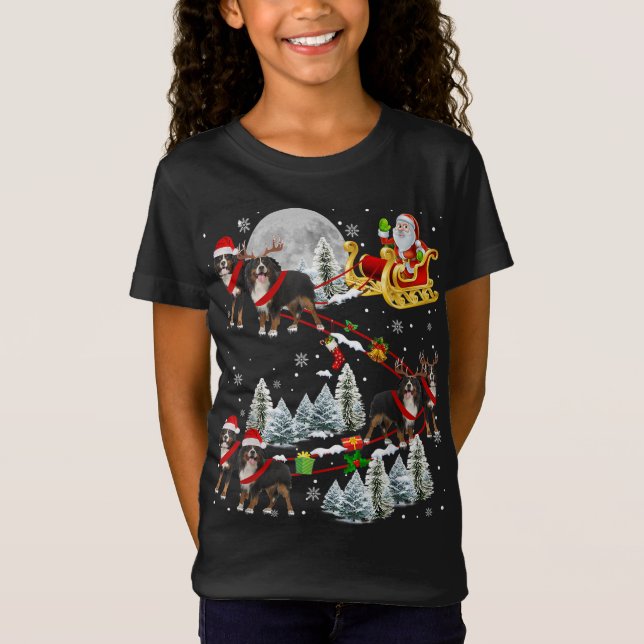 Julafton Bernese Mountain Sledge jul Sledge Sant T Shirt (Framsida)