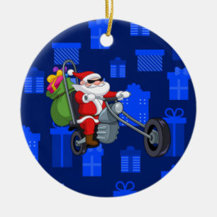 julafton biker jultomten julgransprydnad keramik