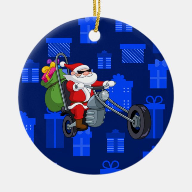 julafton biker jultomten julgransprydnad keramik (Framsidan)