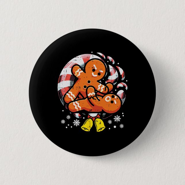 Julafton Bjj Wrestling Bjj Jiu Jitsu Gingerbröd Knapp (Framsida)