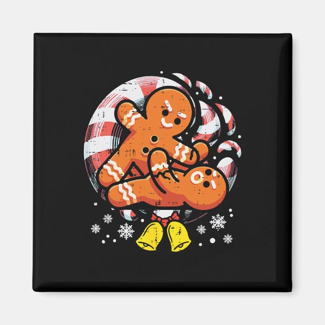 Julafton Bjj Wrestling Bjj Jiu Jitsu Gingerbröd Magnet (Framsidan)
