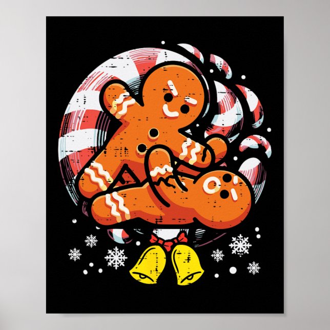 Julafton Bjj Wrestling Bjj Jiu Jitsu Gingerbröd Poster (Framsidan)