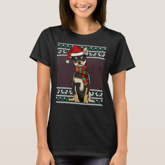Julafton Black Chihuahua Hund Santa Hat T Shirt