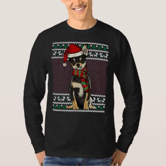 Julafton Black Chihuahua Hund Santa Hat T Shirt