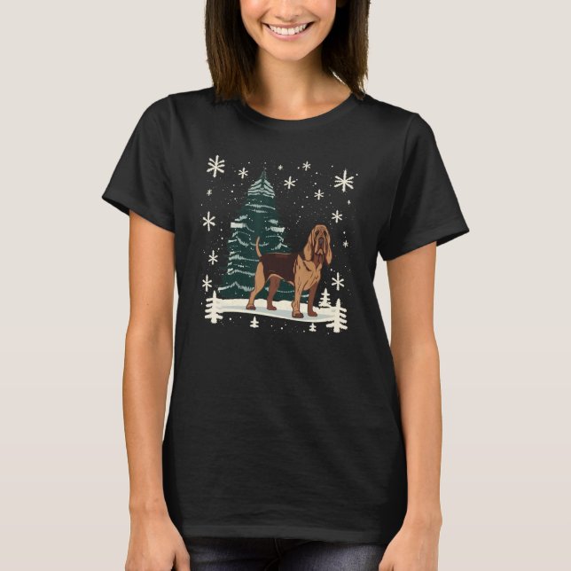 Julafton Bloodhound Santa på jul Bloodhound T Shirt (Framsida)