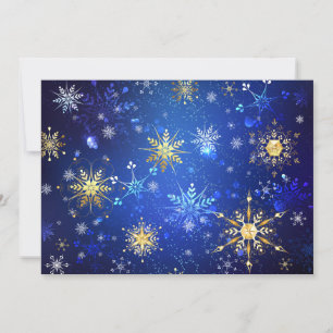 JULAFTON Blue Background med Golden Snöflingor