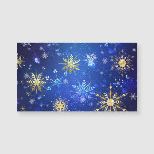 JULAFTON Blue Background med Golden Snöflingor