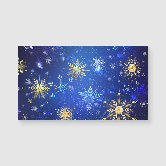 JULAFTON Blue Background med Golden Snöflingor (Framsida)