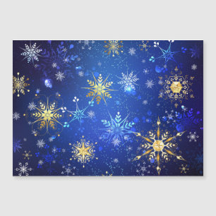 JULAFTON Blue Background med Golden Snöflingor