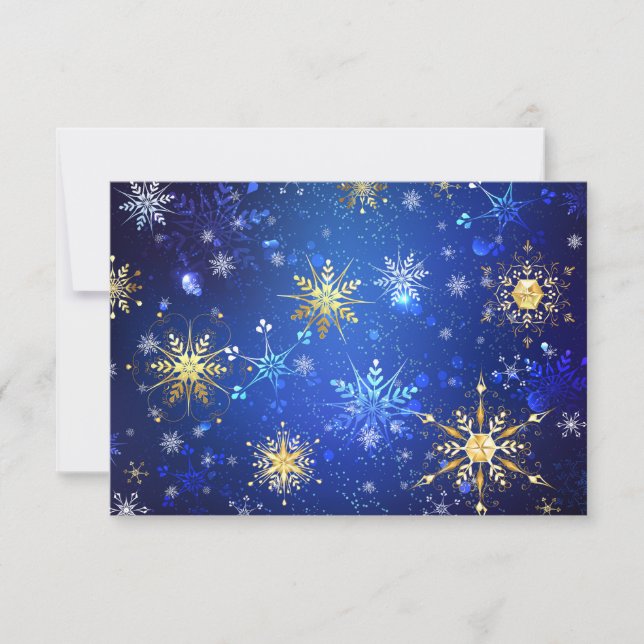 JULAFTON Blue Background med Golden Snöflingor (Framsida)