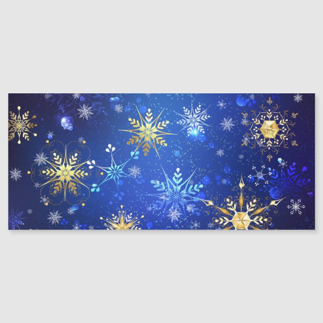 JULAFTON Blue Background med Golden Snöflingor (Framsida)