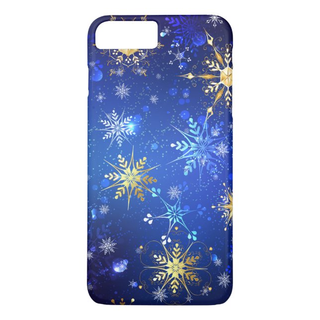 JULAFTON Blue Background med Golden Snöflingor Case-Mate iPhone Skal (Baksida)