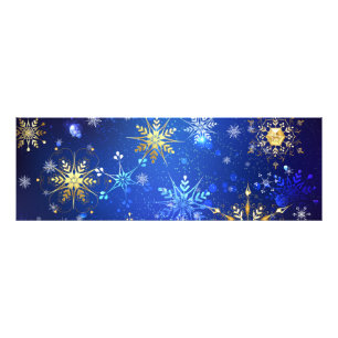 JULAFTON Blue Background med Golden Snöflingor Fototryck