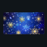 JULAFTON Blue Background med Golden Snöflingor Fraktsedel<br><div class="desc">Blå julbakgrund med guld och vitt smycke snöflingor. Golden snöflingor. JULAFTON.</div>