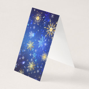 JULAFTON Blue Background med Golden Snöflingor Kort
