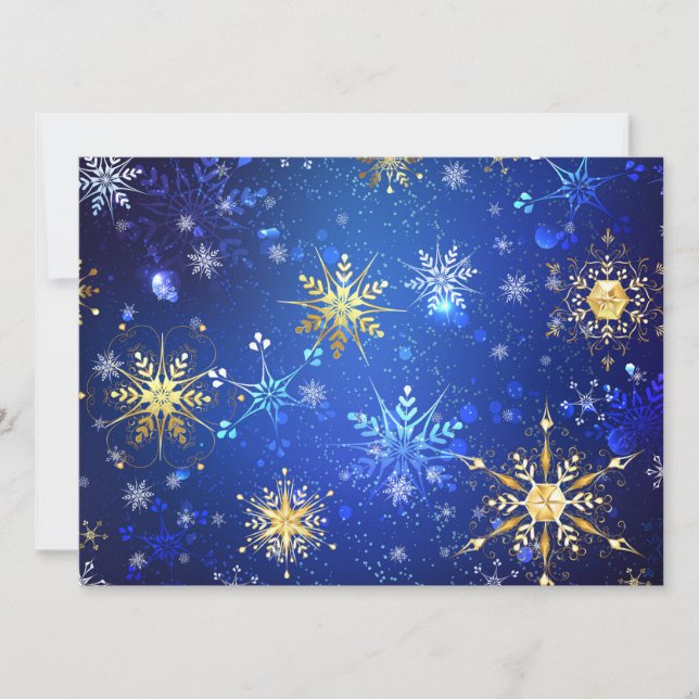 JULAFTON Blue Background med Golden Snöflingor Meddelande (Framsida)