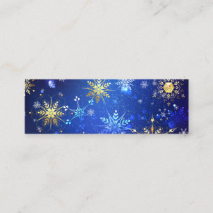 JULAFTON Blue Background med Golden Snöflingor Mini Visitkort