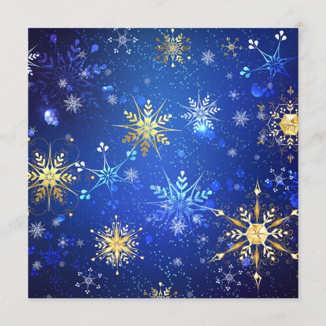 JULAFTON Blue Background med Golden Snöflingor Program (Framsida)