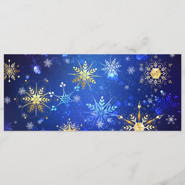 JULAFTON Blue Background med Golden Snöflingor Program (Framsida)