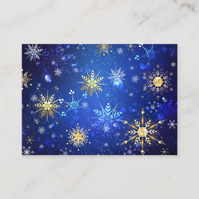JULAFTON Blue Background med Golden Snöflingor Rabattkort (Framsida)