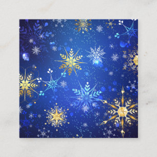 JULAFTON Blue Background med Golden Snöflingor Rabattkort