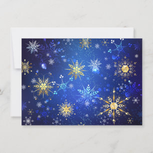 JULAFTON Blue Background med Golden Snöflingor Spara Datumet