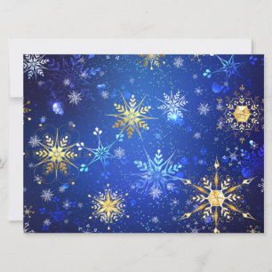 JULAFTON Blue Background med Golden Snöflingor Spara Datumet