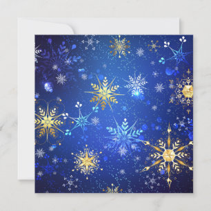 JULAFTON Blue Background med Golden Snöflingor Spara Datumet