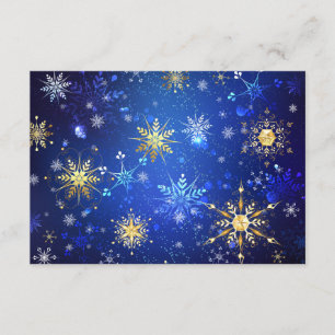 JULAFTON Blue Background med Golden Snöflingor Tilläggskort