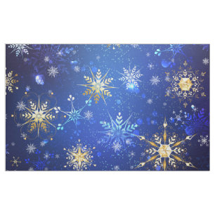 JULAFTON Blue Background med Golden Snöflingor Tyg
