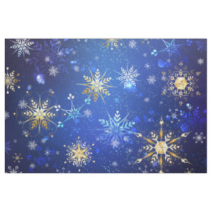 JULAFTON Blue Background med Golden Snöflingor Tyg